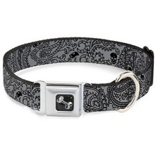 Dog Collar Bone Bandana/Skulls Silver/Black Medium 11-16.5"