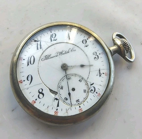 Vintage Antique Illinois Watch Co. Mens Pocket Watch 15 Jewel Running Strong