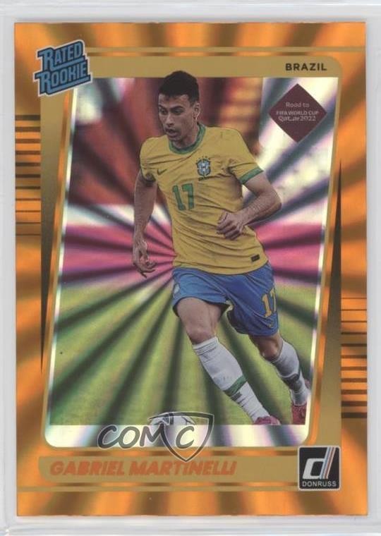 2021 Panini Donruss Road to Qatar Holo Orange Laser Gabriel Martinelli #182 06g1