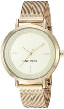 Nine West Womens NW/2146CHGP Gold-Tone Mesh Bracelet Watch