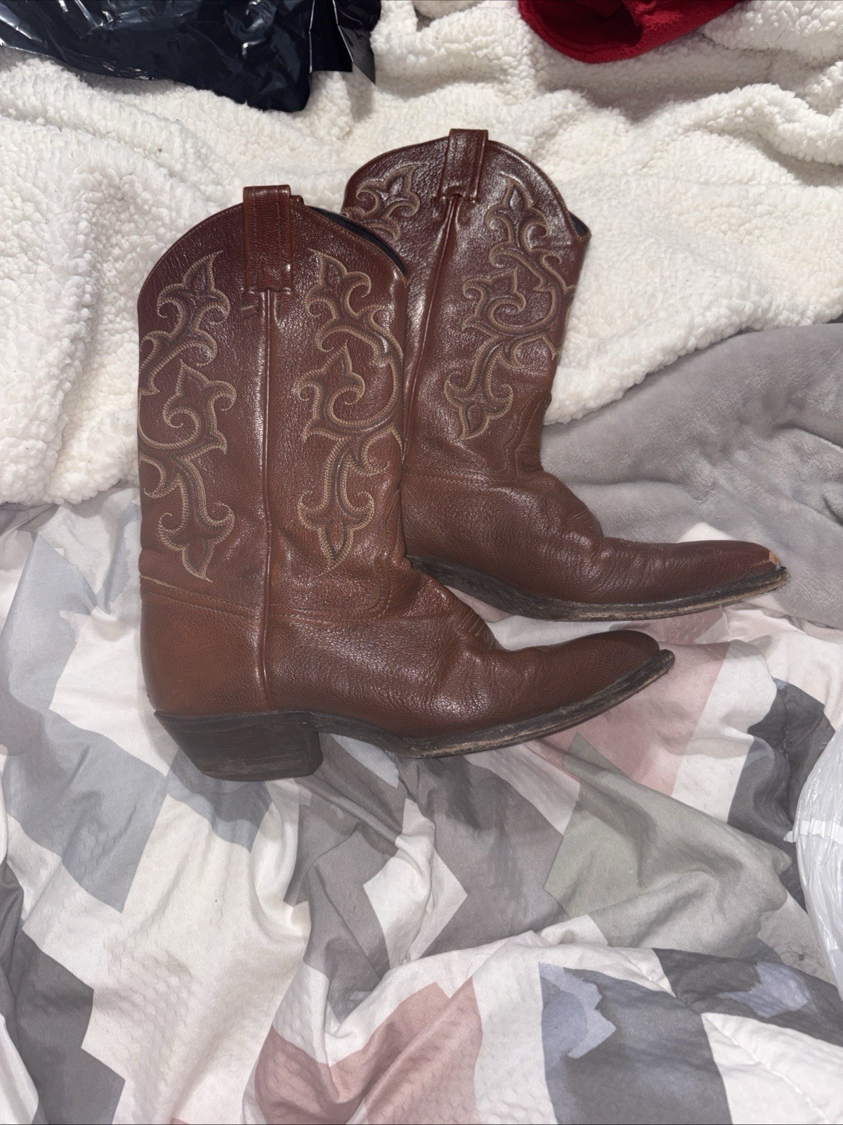 Tony Lama Leather Boots Vintage 1980s Western Cowboy Authentic 13 Mens Designed