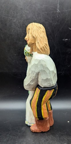 Vintage Eugeniusz Wegielek handgeschnitzt Holz Ehepaar Hochzeit Skulptur 10" - Bild 5 von 10