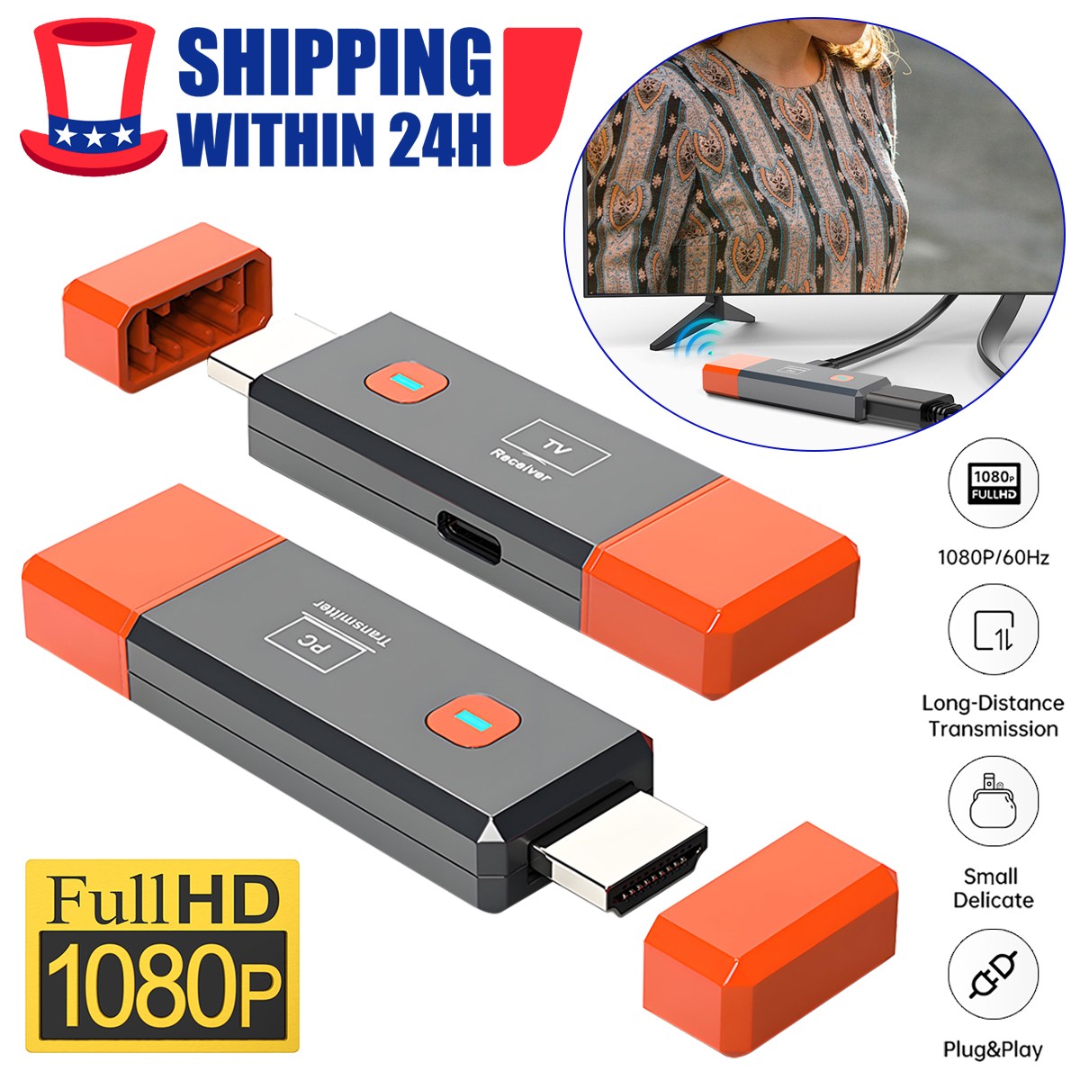 1080P Full HD Wireless HDMI Extender HDTV Transmitter & Receiver for PC TV 2025