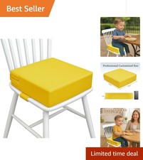 Toddler Booster Seat for Dining: PU Material, Non-Slip Portable Yellow Cushion