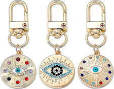 Silver Gold Evil Eye Keychain Protection Good Luck Charm for Car Bag Purse