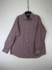 Nautica Shirt Mens XL Red Striped Long Sleeve Button Up Cotton Pocket Casual