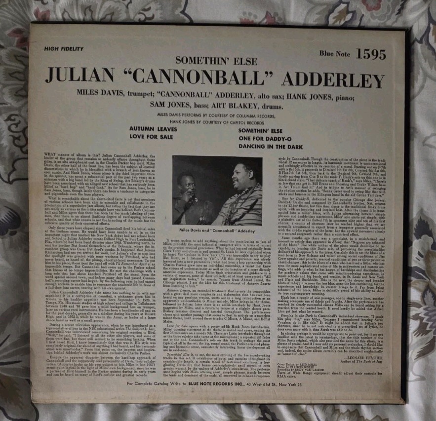 Cannonball Adderley – Somethin' Else - Blue Note BLP 1595 Orig