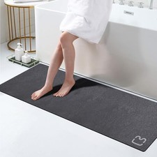 Dark Grey Bath Mat 15.7" x 47.2" Extra Long Bathroom Mat Large Fast Dry Super...