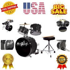 3 Piece Kids Drum Set with Drum Sticks  Drum Throne Seat