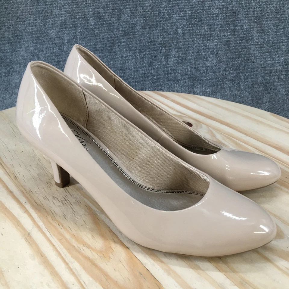 Zapatos de tacón LifeStride para mujer 10 M Parigi sin cordones para gatito beige charol Foto 3 de 4