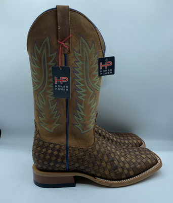 #ad Horse Power Boots Mens 8.5 D Brown Unbeweavable Broad Square Toe Western Cowboy $199.97