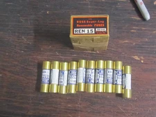 NEW COOPER BUSSMANN REN-15 SUPER-LAG RENEWABLE FUSES BOX OF 10