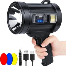 Rechargeable LED Spotlight Flashlight 99,000 Lumens Handheld COB Light