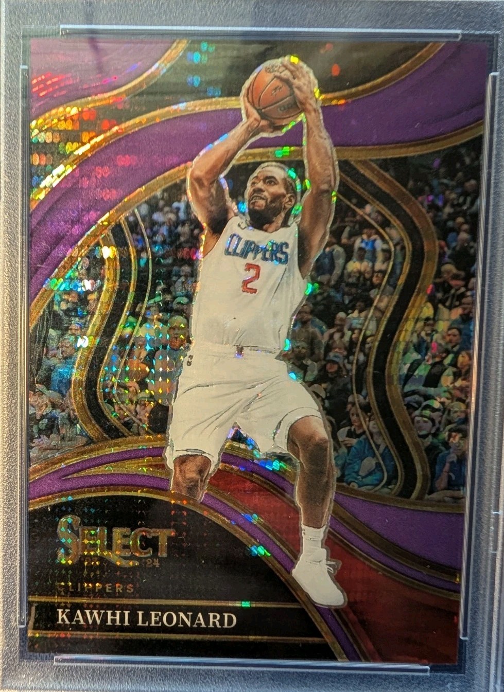 2023 Select #224 Kawhi Leonard Neon Purple Pulsar /5 PSA 10 FOTL view 3