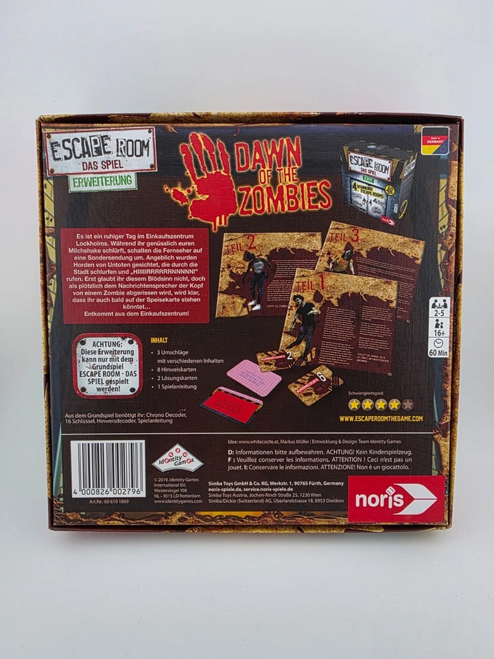 Escape Room Das Spiel Erweiterung Dawn of the Zombies ✅ vollständig ✅ Noris 2019 - Bild 2 von 4