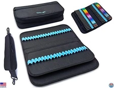 TOOLI-ART Marker & Pen Carrying Case -120 Slots, Canvas, Extra Pockets, Trolley