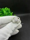 Real Moissanite 2 Ctw Round Cut Rose Shape Engagement Band 14K White Gold Plated