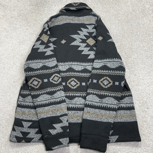 Levi's Reverse Fleece Cardigan Mens XL Geometric Southwest Button Black Gray - Picture 7 of 16