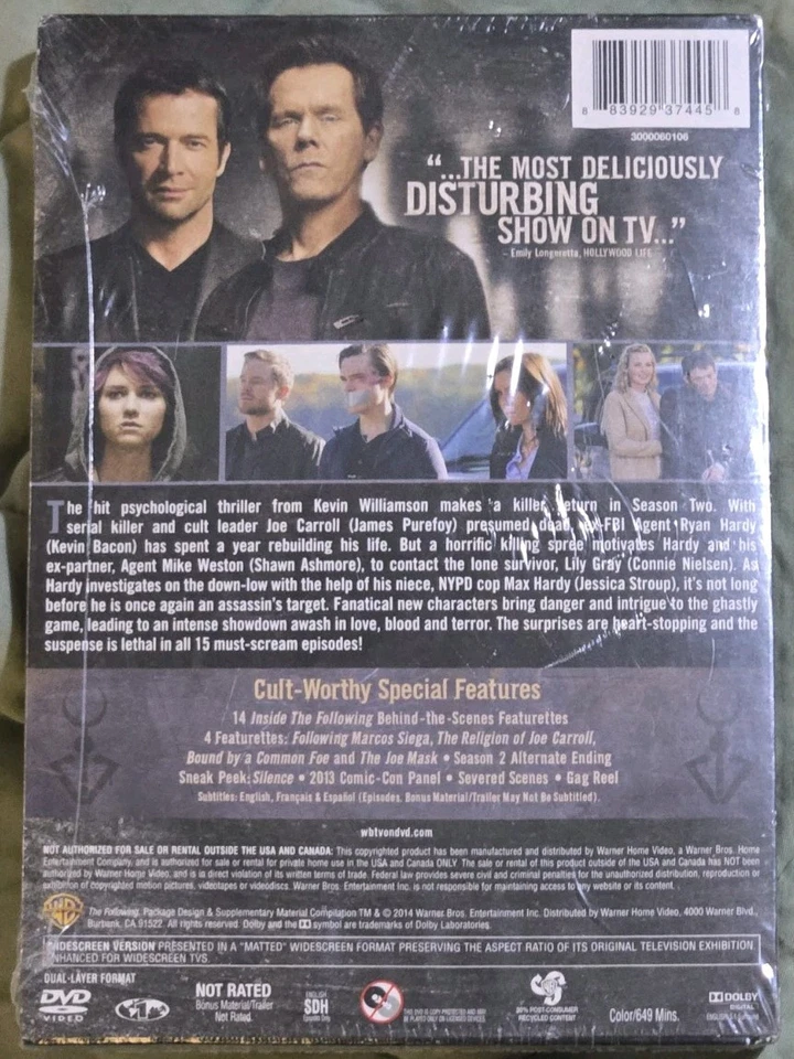 The Following: the Complete Second (2) Season DVD (2014) Brand New Kevin Bacon - Image 2 of 4