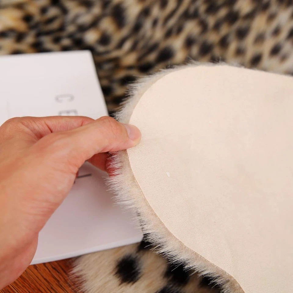 Alfombra con estampado de leopardo, linda alfombra de piel de vaca de guepardo imitación área estampada de animales... Foto 4 de 4