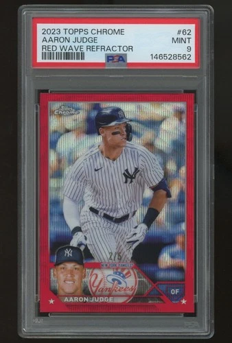 2023 Topps Chrome Aaron Judge Red Wave Refractor /5 #62 PSA 9