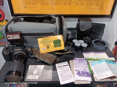 Canon T70 35mm With Tamron Lens, Flash, Manuals, Bag, Strap And More
