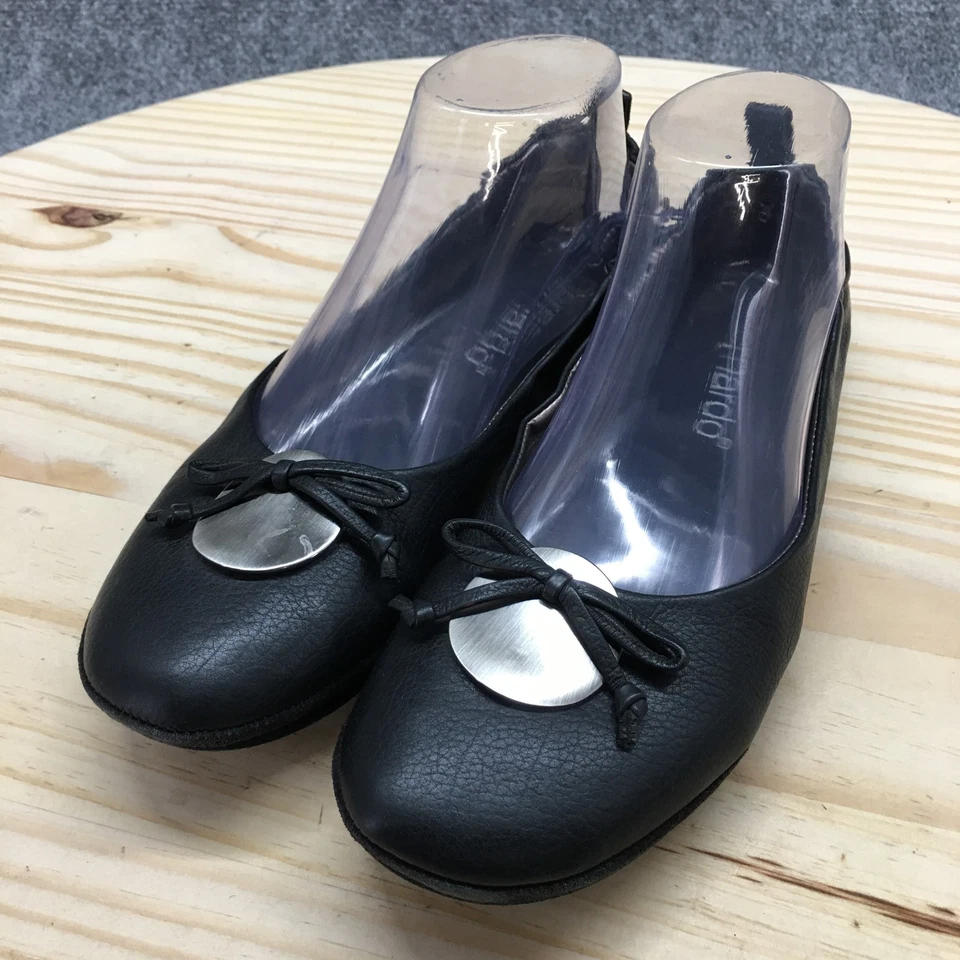 Bernardo Shoes Womens 8 Narrow Ballet Flats Black Leather Slip On Bow Casual - Image 3 of 4