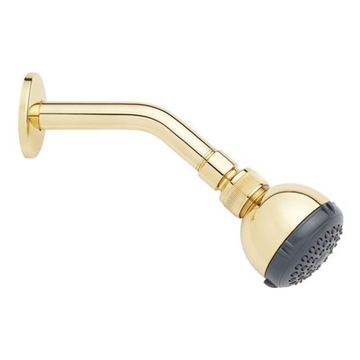 Glenley Solid Brass Shower Head with Standard Arm - Polished Brass