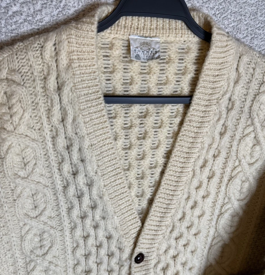 Cárdigan Suéter Bonner Of Ireland Pescador Tejido con Cable Hombre’s Grande Natural Foto 2 de 4