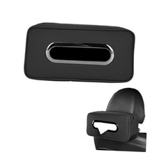Car Tissue Holder with Metal Dispenser Waterproof PU Leather Black