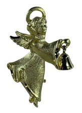 Vintage Avon Gold-Tone Angel Lapel Pin With Bell Design By Robyn Rush USA Made