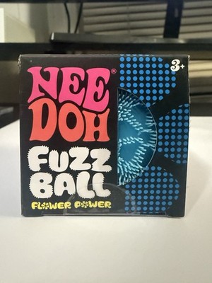 NeeDoh Flower Power Fuzz Ball Squishy Stress Ball Nee Doh Fuzzball ( Blue )