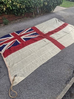 Large Old Royal Navy Linen Ensign Flag