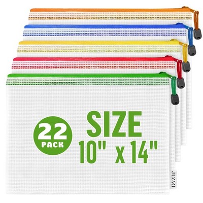 22 Pack Mesh Zipper Pouch Bags 10x14 inch - Plastic 22 10x14, Multicolor