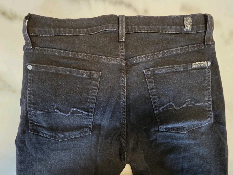 Pantalones de mezclilla para hombre Seven7 azul oscuro ajustados elásticos desgastados, 36x32 Foto 3 de 4