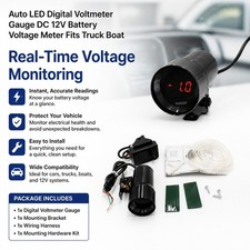 12V 24V Car Digital Voltmeter LED Display Battery Monitor Gauge Fits Auto Truck