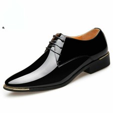 Luxury Men's Patent Leather Shoes Lace Up Flats Wedding Dress Shoes Footwear