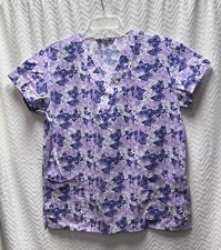 Wear For Care Butterfly Pattern Size Medium Multicolored Scrub Top