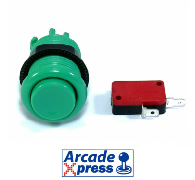 Grün Happ American Style Taster Button 28mm Concave mit Mikroschalter Switch