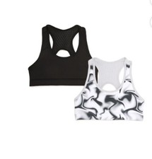 Athletic Works Girls Racerback Sports Bra 2 Pack Size 28 Polyester Spandex New