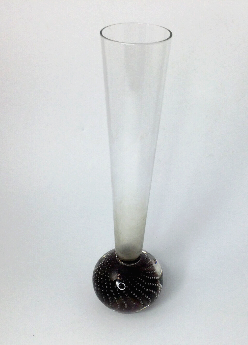 Clear Purple Small Glass Flower Vase with Bubble Ball Base 10 Inch
