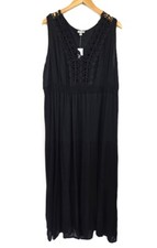 NWT Avenue Black crochet neckline crinkled sleeveless Maxi Dress Size 18/20