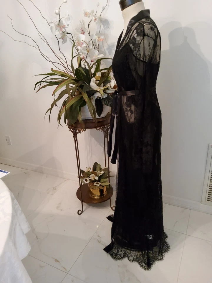 JUEGO PEIGNOIR VINTAGE DE FREDRICKS OF HOLLYWOOD 2 PIEZAS NEGRO SEXY EXÓTICO MEDIANO Foto 3 de 4