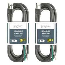 2 Pack 9 ft 14/3C SJTW Appliance and Power Tool Cord 14 Gauge 3 Prong Heavy D...