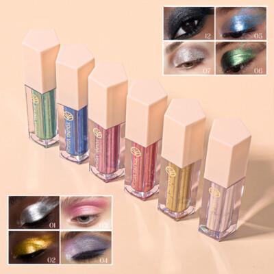 12 Farben Liquid Lidschatten Schimmer Wasserfest Langhaltend Make-Up für Damen K