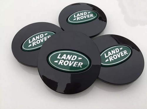 Set of 4 pcs Land Rover Wheel Center Hub Caps Rim Cover Glossy Black Green - Picture 2 of 2
