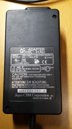 Citizen AC/DC Adapter for POS printers model 31AD 24V, 1.9A, 45W 3-Pin - 第 1/3 張圖片
