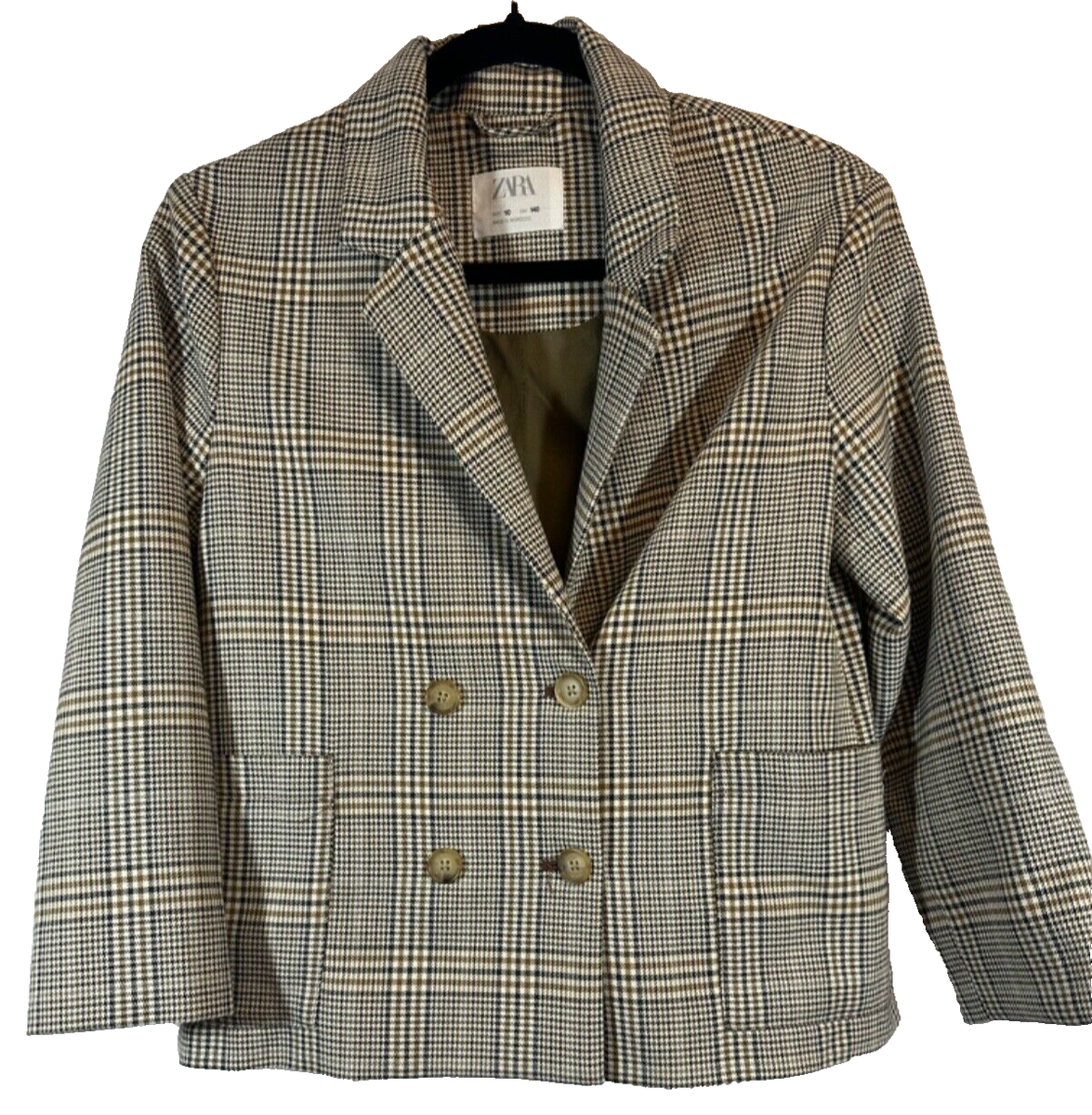Zara Woman Size 10 Plaid Houndstooth Two Button Blazer Sport Coat