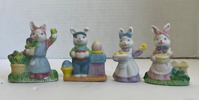 Lot Of 4 Easter Jubilee Village Bunny Figurines Approx 2.5 Inch Height