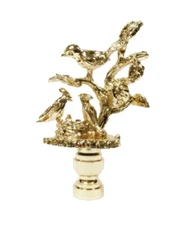 Lamp Finial-BIRDS IN BRANCHES-Polished Brass Finish, Highly detailed casting